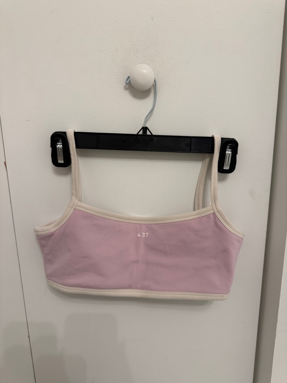 437 Light Pink Crop Bralette with Cream Trim (matching leggings available)